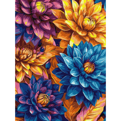 Картина за номерами "Яскраві жоржини" ©art_selena_ua с красками металлик extra KHO3305 30х40 см