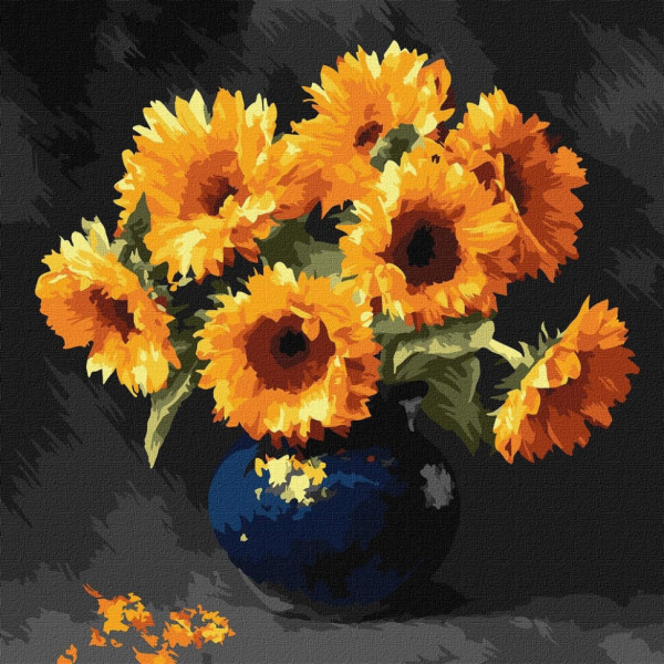Картина за номерами "Соняшник в темряві" ©art_selena_ua KHO3330 40x40 см