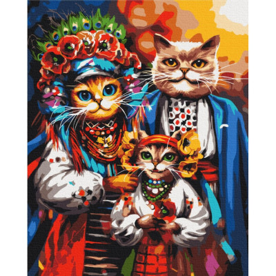 Картина за номерами "Сімя котиків-козаків" ©Маріанна Пащук BS53690 Brushme 40х50 см