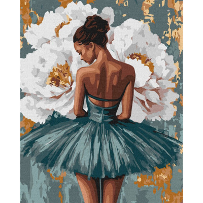 Картина за номерами "Балерина з білими півоніями" ©art_selena_ua KHO8663 40x50 см