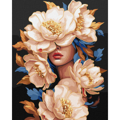 Картина за номерами "Квіткова красуня" KHO8428 з фарбами металік 40х50см