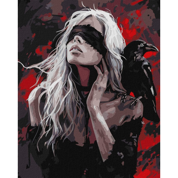 Картина за номерами "Дівчина і ворона" ©art_selena_ua KHO8687 40x50 см