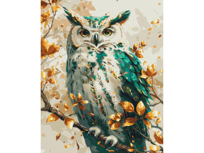 Картина за номерами "Смарагдова сова" BS54117 з фарбами металік 40х50 см