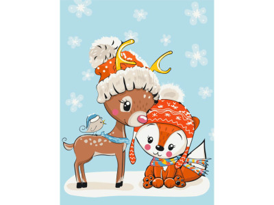 Картина за номерами "Оленя з лисичкою" KBS0077 30х40 см