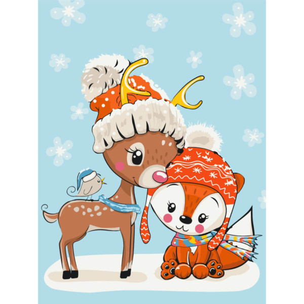 Картина за номерами "Оленя з лисичкою" KBS0077 30х40 см