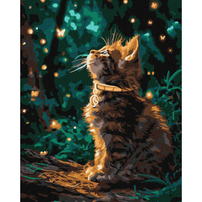 Картина за номерами "Кошеня та світлячки" ©art_selena_ua KHO6881 40х50 см