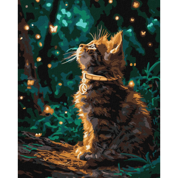 Картина за номерами "Кошеня та світлячки" ©art_selena_ua KHO6881 40х50 см