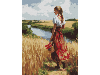 Картина за номерами "Українка та лани" KHO8486 30х40 см