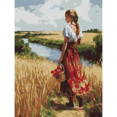 Картина за номерами "Українка та лани" KHO8486 30х40 см