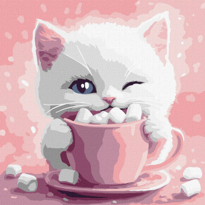 Картина за номерами "Какао для котика (картина № 3)" KHO6768 30х30 см