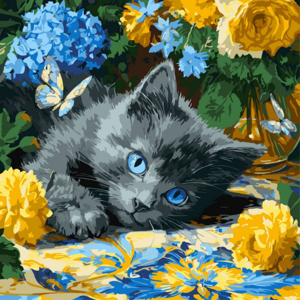 Картина за номерами "Кошення блакитнооке" ©art_selena_ua KHO6795 40х40 см