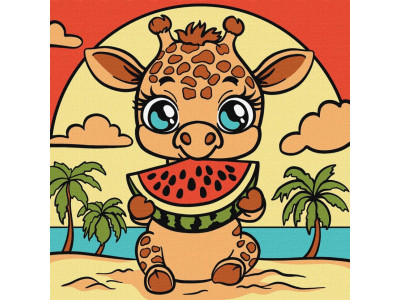 Картина за номерами "Жираф і кавун" ©art_selena_ua KHO1241 25х25 см