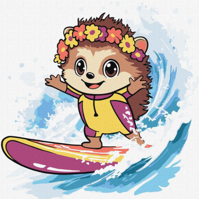 Картина за номерами "Літо. Їжак ловить хвилю" ©art_selena_ua KHO1255, 25х25 см Картина за номерами "Літо. Їжак ловить хвилю" ©art_selena_ua KHO1255, 25х25 см