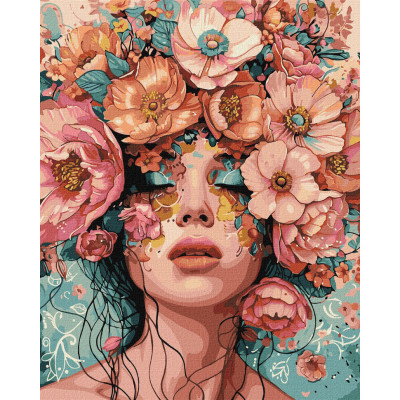 Картина за номерами "Дівчина у квітах" KHO8440 40х50 см