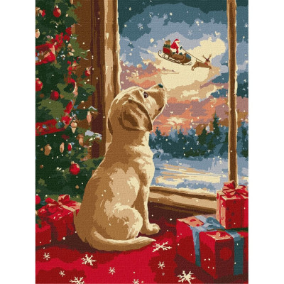 Картина за номерами "Мрійливе цуценя" ©art_selena_ua KHO5149 30х40 см