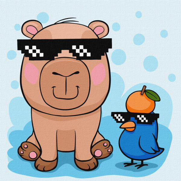 Картина за номерами "Капібара та пташка в окулярах" KHO1277 30х30 см