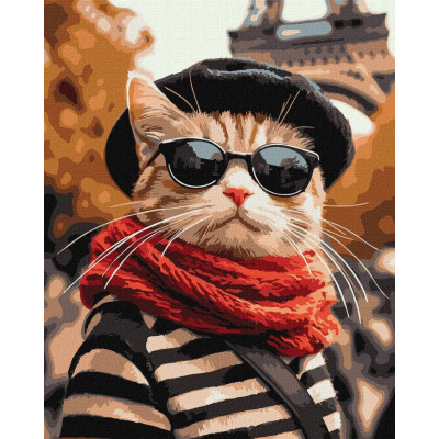 Картина за номерами "Пухнастик у Парижі" ©art_selena_ua KHO6705 40х50 см Картина за номерами "Пухнастик у Парижі" ©art_selena_ua KHO6705 40х50 см