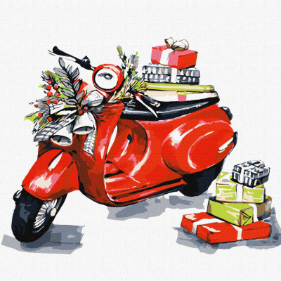 Картина за номерами "Різдвяний мотоцикл" ©fashionillustration_tania KHO5011 30х30 см