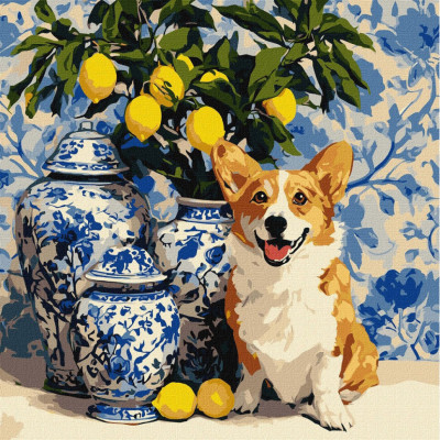 Картина за номерами "Коргі та лимони" ©art_selena_ua KHO6882 40х40 см