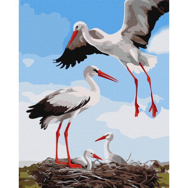 Картина за номерами "Сімя лелек" KHO6603 40х50 см