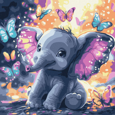 Картина за номерам "Безтурботний слоник" ©art_selena_ua KHO6894 30х30 см