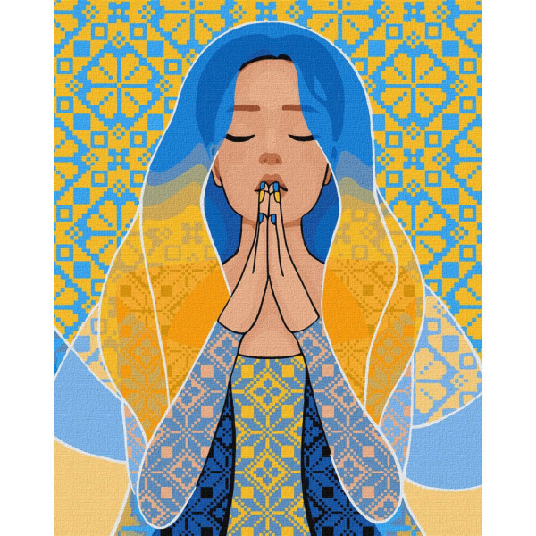 Картина за номерами "З благанням у серці" ©mosyakart Ідейка KHO2678 40х50 см Картина за номерами "З благанням у серці" ©mosyakart Ідейка KHO2678 40х50 см