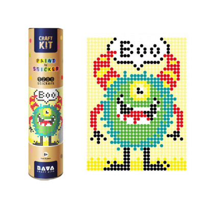 Картина за номерами стікерами в тубусі "Монстрик" 1200 стікерів. 1845 33х48 см