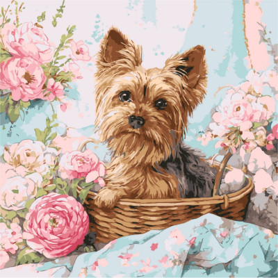 Картина за номерами "Йорк в кошику" ©art_selena_ua KHO6797 40х40 см