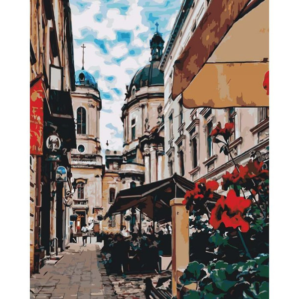 Картина за номерами. Міський пейзаж "Чарівний Львів" KHO3510 40х50 см