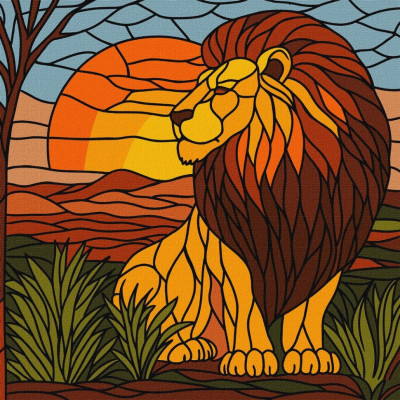 Картина за номерами "Вітраж. Лев" ©art_selena_ua KHO5168 30x30 см