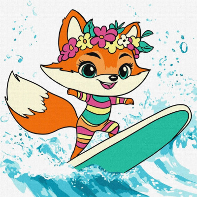 Картина за номерами "Літо. Лисичка ловить хвилю" ©art_selena_ua KHO1248 25х25 см