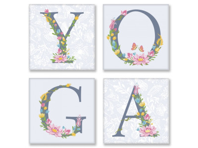 Набір для розпису по номерам з 4х картинок. YOGA прованс CH116 18х18 см