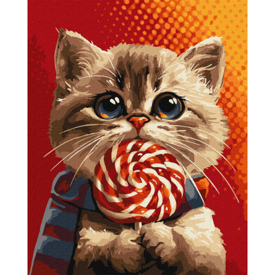Картина за номерами "Котик із цукеркою" KHO6594 40х50см