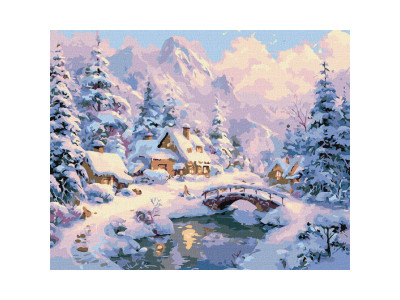 Картина за номерами "Зимовий затишок серед гір" KHO6422 40х50 см