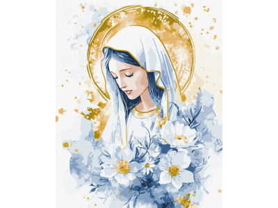 Картина за номерами "Небесна Марія" KHO2572 з фарбами металік 40х50 см