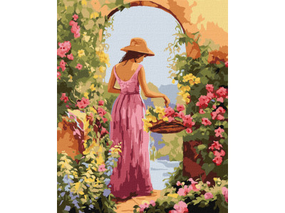 Картина за номерами "Дівчина з квітами" KHO8431 40х50см