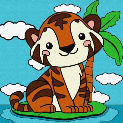 Картина за номерами "Миле тигреня" Ідейка KHO9068 25х25 см Картина за номерами "Миле тигреня" Ідейка KHO9068 25х25 см