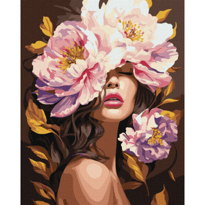 Картина за номерами "В ароматі півоній" KHO8443 з фарбами металік 40х50 см