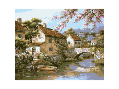 Картина за номерами "Селище на березі річки" LW3072 40х50 см