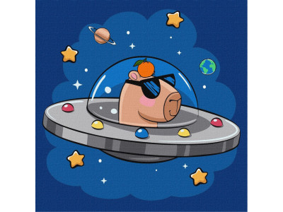 Картина за номерами "Капібара в космічній тарілці" KHO1292 30x30 см