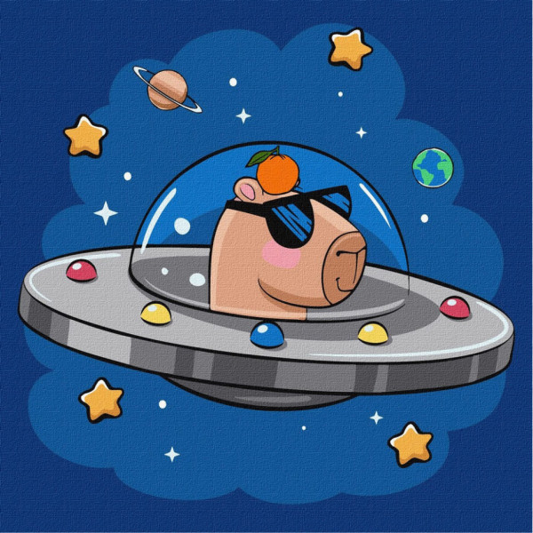 Картина за номерами "Капібара в космічній тарілці" KHO1292 30x30 см