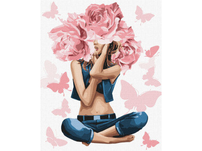 Картина за номерами "Дівчина-троянда" Ідейка KHO4798 40х50 см