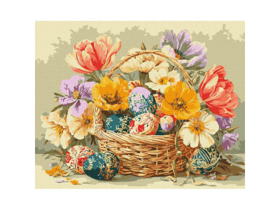Картина за номерами "Великодній кошик з квітами" ©art_selena_ua KHO5186 40х50 см