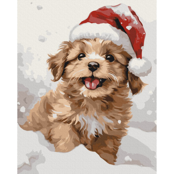 Картина за номерами "Засніжене цуценя" BS53838 40х50 см