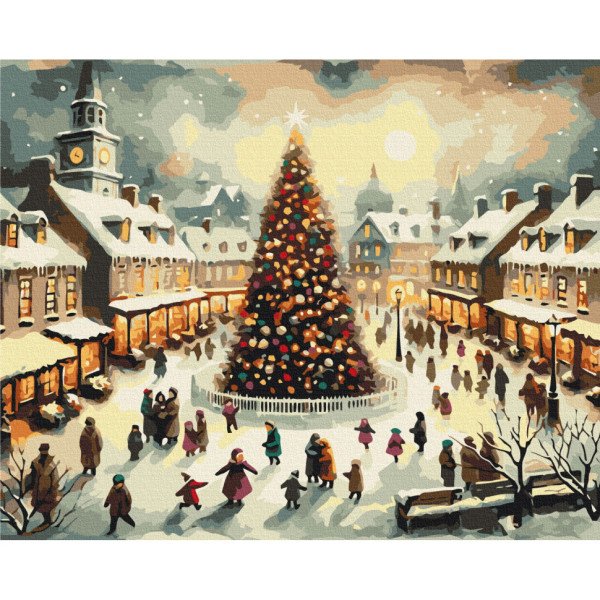 Картина за номерами "Біля головної ялинки" BS53845, 40х50 см Картина за номерами "Біля головної ялинки" BS53845, 40х50 см