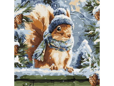 Картина за номерами "Зимове білченя" ©art_selena_ua KHO6841 40х40 см