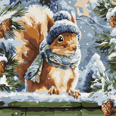 Картина за номерами "Зимове білченя" ©art_selena_ua KHO6841 40х40 см