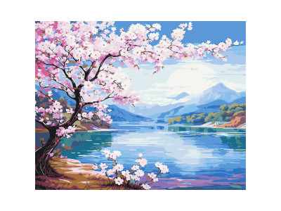 Картина за номерами "Сакура біля річки" LW3488 40х50 см