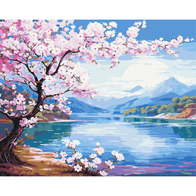 Картина за номерами "Сакура біля річки" LW3488 40х50 см