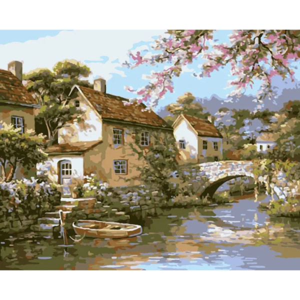 Картина за номерами "Селище на березі річки" LW3072 40х50 см